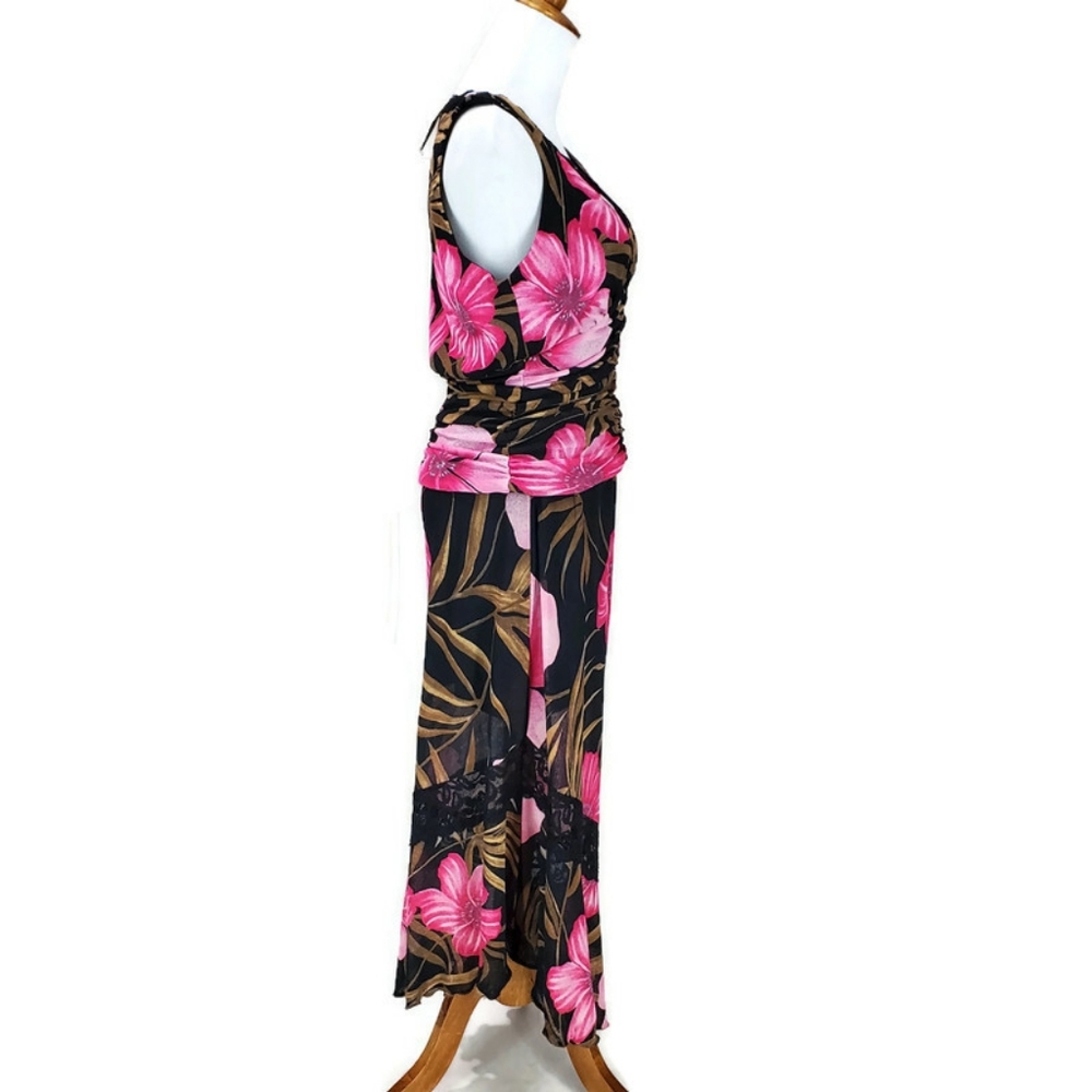 Cache Black Floral Two-Piece Skirt Set with Pink & Brown Print - Picture 4 of 16